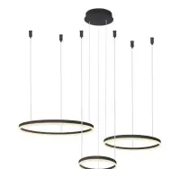 Lampa wisząca Halo 80+60+40 czarne ringi LED pilot 120W 3000K-6500K 1100lm AZ4972 Azzardo — ujęcie 4