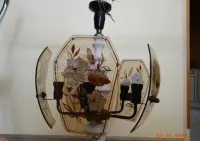 Lampa wisząca retro malowane szkło i ceramika+2 kinkiety PRL — ujęcie 2