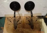Lampa wisząca retro malowane szkło i ceramika+2 kinkiety PRL — ujęcie 5