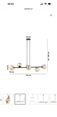 Lampa Wisząca Rossi 6 Bl876/6 6xe14 Miodowa — ujęcie 5