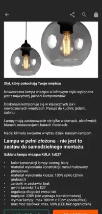 Lampa wisząca, szkło dymione — ujęcie 4