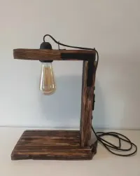 Lampka stołowa biurkowa styl loft rustykalny handmade — ujęcie 2