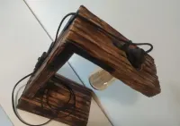 Lampka stołowa biurkowa styl loft rustykalny handmade — ujęcie 3
