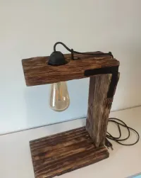 Lampka stołowa biurkowa styl loft rustykalny handmade — ujęcie 5