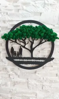 Obraz 3d, drzewo życia, rodzina, mech chrobotek 40cm — ujęcie 2
