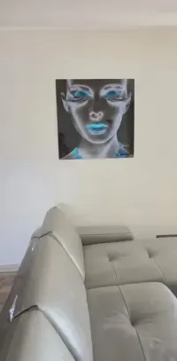 Obraz szklany 80 × 80 cm – nowoczesny, glamour, turkusowe akcenty — ujęcie 2