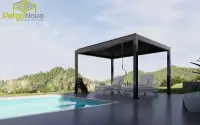 Pergola aluminiowa tarasowa LED | Zadaszenie tarasu | Pergola lamelowa — ujęcie 3