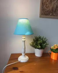PILNIE drewniana lampa stołowa biurkowa + żarówka led prowansalska boho skandi gwint e14 — ujęcie 4