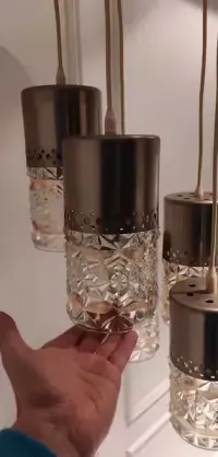 Stary żyrandol vintage Niemcy kryształ szkło retro — ujęcie 4
