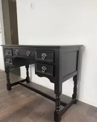 Stylowe czarne biurko / toaletka / konsola 110x50x75 Vintage 5 szuflad — ujęcie 4