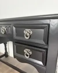 Stylowe czarne biurko / toaletka / konsola 110x50x75 Vintage 5 szuflad — ujęcie 5