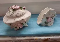 Polska porcelana - szkatułka, puzderko ,serwetnik -komplet — ujęcie 3