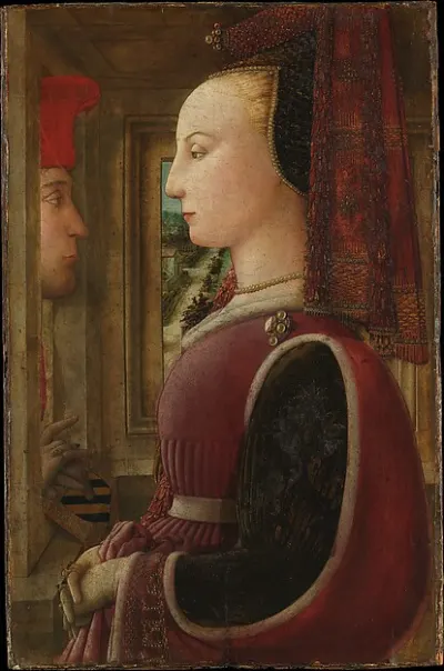 Portrait of a Woman with a Man at a Casement — Fra Filippo Lippi — praca Zofia Mazur, Warszawa
