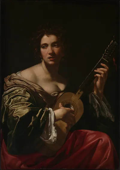 Woman Playing a Guitar — Simon Vouet — praca Katarzyna Kamińska, Katowice