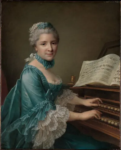 Portrait of a Woman, Said to be Madame Charles Simon Favart (Marie Justine Benoîte Duronceray, 1727–1772) — François Hubert Drouais — praca Julia Kaczmarek, Toruń