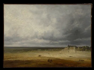Landscape with a Plowed Field and a Village — Georges Michel — praca Jakub Wiśniewska, Olsztyn