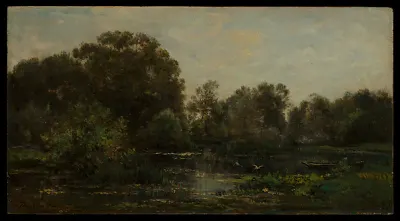 A River Landscape with Storks — Charles-François Daubigny — praca Alicja Kamińska, Katowice