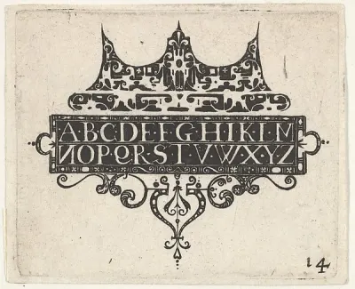 Blackwork Print with the Alphabet — Claes Jansz. Visscher — praca Iwona Piotrowski, Gdańsk