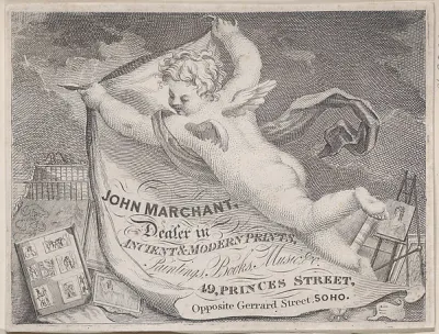 Trade Card for John Marchant, Print Dealer — Anonymous, British, 19th century — praca Tomasz Kowalczyk, Szczecin