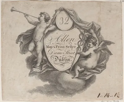 Trade card for William Allen, Map and Print Seller in Dublin — Anonymous, British, late 18th–early 19th century — praca Grzegorz Witkowski, Katowice