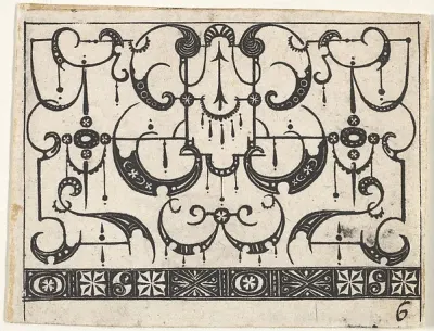 Blackwork Print with an All-Over Schweifwerk Pattern — Claes Jansz. Visscher — praca Hanna Lewandowski, Poznań