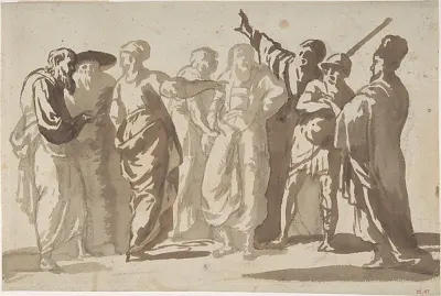 Group of Men — Master of the Large Figure Brush Drawings — praca Jakub Wiśniewska, Olsztyn
