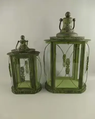 2 x LAMPION ART DECO LATARNIA szkło lampa zielona — praca AntykiDecco, Kraków
