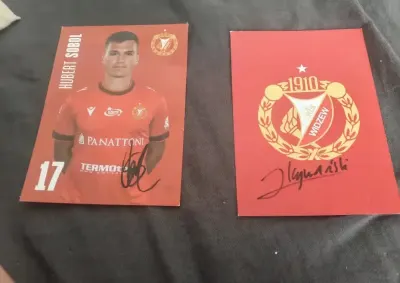 Autografy z zawodnikami Widzewa Łódź — praca Slaw, Leonów