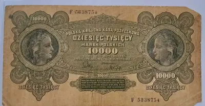Banknot 10000 Marek polskich. 1922 r. Banknot powojenny — praca Mariusz, Wieluń