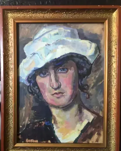 Ciekawy portret kobiety. Katarzyna Kobro? Sygnowany Strzemiński. — praca Małgorzata, Chmielno