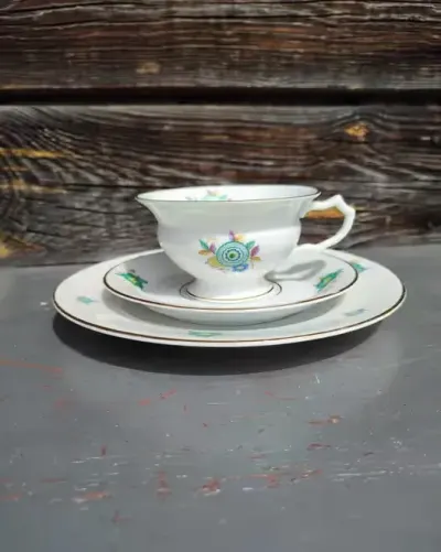 Cudne Porcelanowe Trio Hutschenreuther - Art Deco - stara sygnatura - K12 — praca skarbywyszukane, Łask