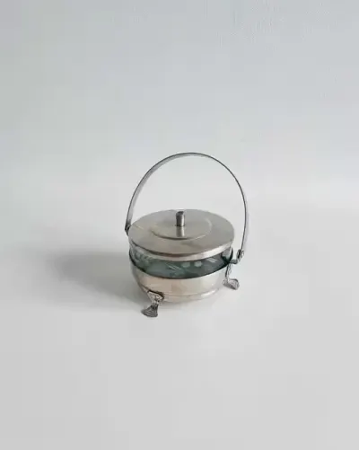 Cukiernica szklana Retro z koszyczkiem /  Cukiernica koszyczek Vintage — praca Sklepik, Łódź