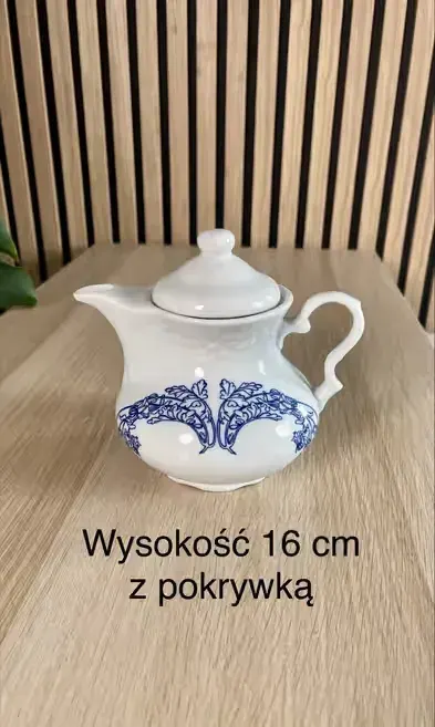 Czajnik porcelana Karolina wzór Euforia vintage – wys. 16 cm, z pokrywką — praca Ewa Turkowska, Gliwice