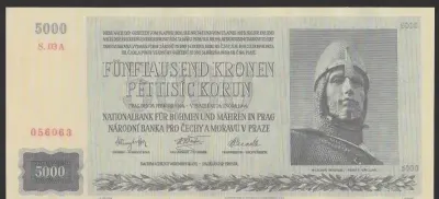 Czechy i Morawy 5000 koron 1944 — praca Wanjak, Łódź