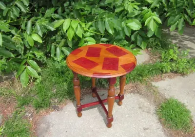 designerski  stolik kawowy stary stolik z drewna  pod kwiaty — praca Mariusz, Strzelin