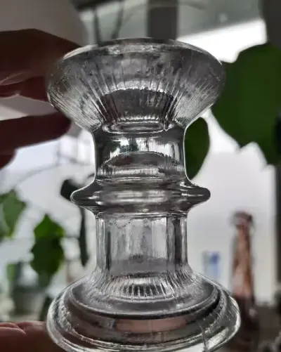 Dwustronny świecznik szklany vintage,jak Festivo,szkło vintage,PRL — praca Pani M, Bydgoszcz