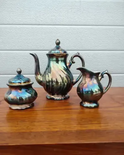 Dzbanek / Mlecznik / cukiernica WMF - porcelna - okuta srebrem - W — praca skarbywyszukane, Łask