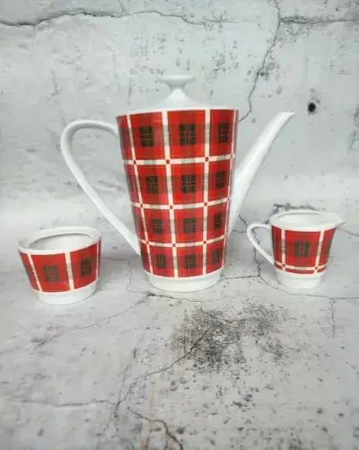 Dzbanek -  Winterling Szkocka krata vintage — praca skarbywyszukane, Łask