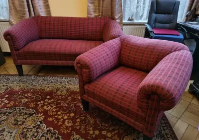 Ekskluzywny komplet klubowy z lat 20. XX wieku | Sofa + Fotel — praca Andrzej, Wąbrzeźno