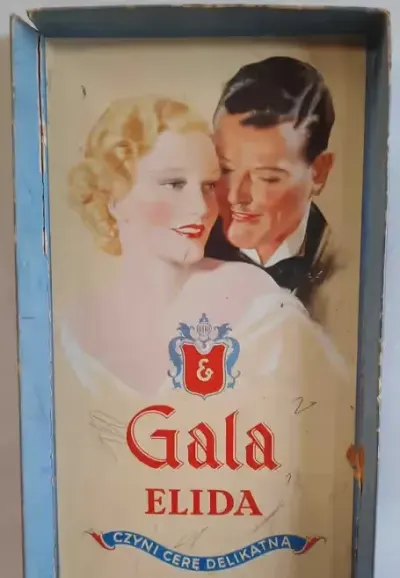 ELIDA Gala Warszawa Duże Pudełko po Kremach Stara Reklama ok. 1930 r. — praca galeriaszafa, Bydgoszcz