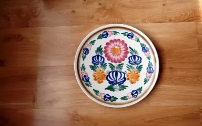Fajansowa patera Włocławek 37 cm, ręcznie malowana p Irena Seroczyńska — praca Sprzedający, Będzin