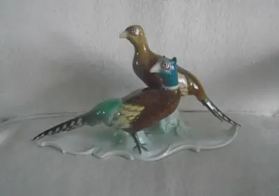 Figurka porcelanowa Bażanty firmy Metzler & Ortloff — praca Lesław, Milicz