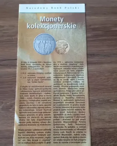 Folder emisyjny 30 rocznica Grudzień 70 — praca Tomasz, Racibórz