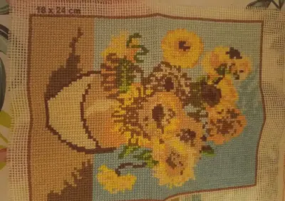 Haft kwiaty w wazonie 18x24cm — praca Kata, Kowalewo Pomorskie
