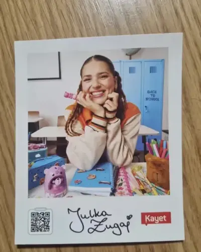 Julia Żugaj karnet z podpisem 5 szt karta kolekcjonerska — praca Agata, Lubin