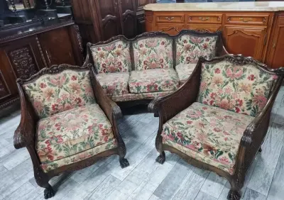 Komplet Wypoczynkowy W Stylu Chippendale / Kanapa + Fotele — praca Meble Stylowe Sochaczew, Sochaczew
