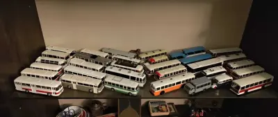 Kompletna kolekcja modeli "kultowe autobusy" De Agostini — praca Vince, Łódź