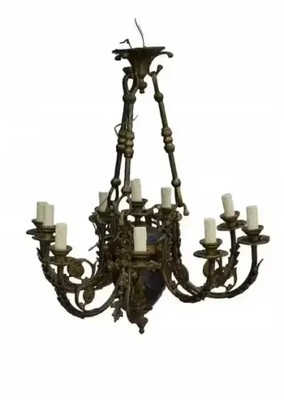 Królewski Gigant Paryski Żyrandol z Brązu + Lampa - BIAŁY KRUK 70cm — praca AntykiDecco, Kraków