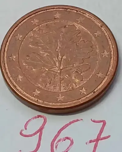 M967, stara moneta 1 euro cent Niemcy 2002 F starocie vintage — praca MonetyiOwo, Wągrowiec