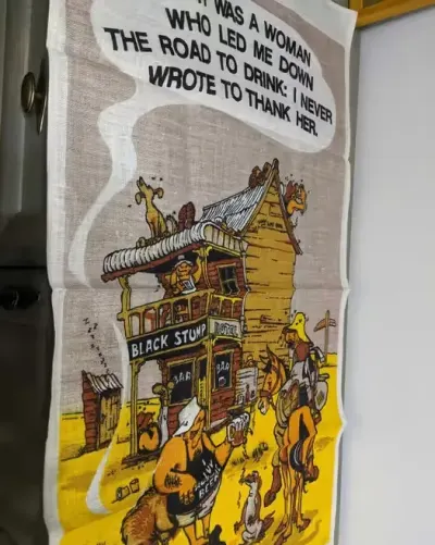 Makatka, serweta, ścierka len Vintage 47,5x80 PRL rarytas — praca BEATA SOLAK, Mikołów